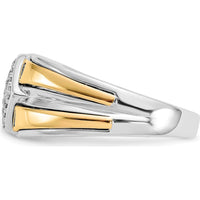 14K Two-Tone Yellow and White Gold Men's Band Ring with Round Black and White Diamonds - 0.02 Carat Total Diamond Weight by 0