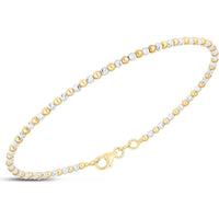 14K Two-Tone Yellow & White Gold Pallina Bead Bracelet - 7" with Lobster Clasp by Orozza Fine Jewelry