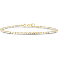 14K Two-Tone Yellow & White Gold Pallina Bead Bracelet - 7" with Lobster Clasp by Orozza Fine Jewelry