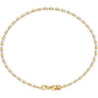 14K Two-Tone Yellow & White Gold Pallina Bead Bracelet - 7" with Lobster Clasp by Orozza Fine Jewelry