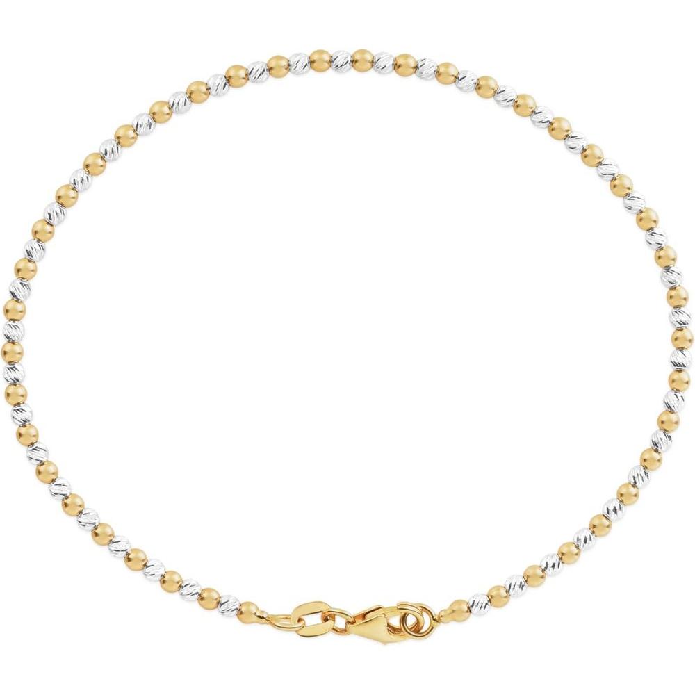 14K Two-Tone Yellow & White Gold Pallina Bead Bracelet - 7" with Lobster Clasp by Orozza Fine Jewelry