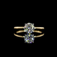 14K Two-Tone Yellow and White Gold Solitaire Ring with 1.01 Carat Round Brilliant Lab Diamond D VVS2 - IGI Certified - Covaloro Fine Jewelry
