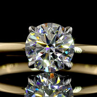 14K Two-Tone Yellow and White Gold Solitaire Ring with 1.01 Carat Round Brilliant Lab Diamond D VVS2 - IGI Certified - Covaloro Fine Jewelry