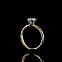 14K Two-Tone Yellow and White Gold Solitaire Ring with 1.01 Carat Round Brilliant Lab Diamond D VVS2 - IGI Certified - Covaloro Fine Jewelry