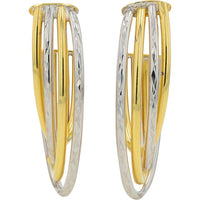 14K Two-Tone Yellow & White Gold Twisted J - Hoop Earrings - 33.40 .25 Gram Total