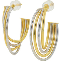 14K Two-Tone Yellow & White Gold Twisted J - Hoop Earrings - 33.40 .25 Gram Total