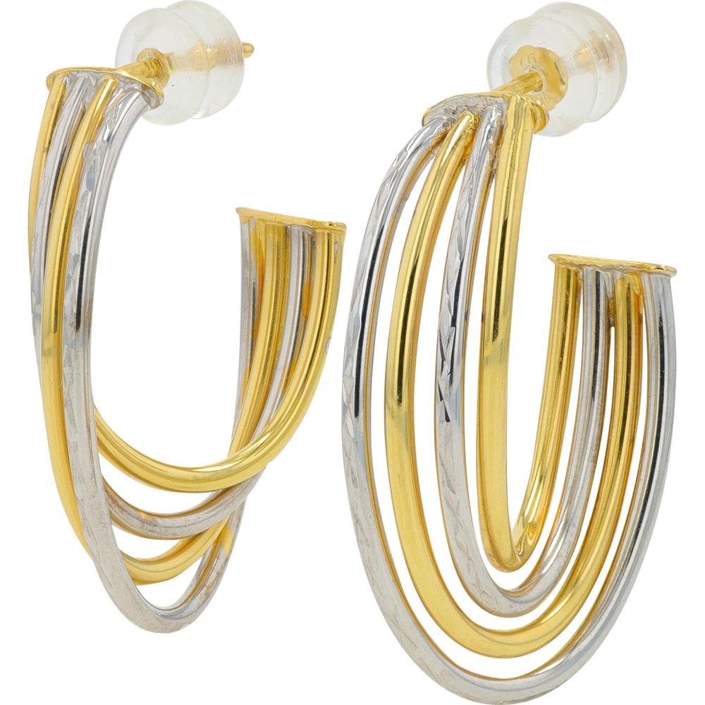 14K Two-Tone Yellow & White Gold Twisted J - Hoop Earrings - 33.40 .25 Gram Total