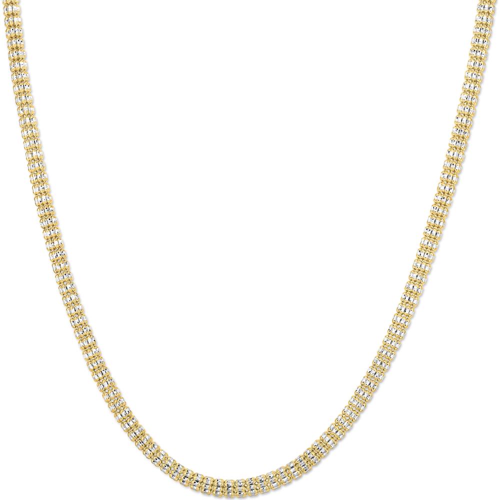 14K Two-Tone Yellow Gold 4.25mm Fancy Ice Chain Necklace - 20" with Diamond-Cut Finish by Orozza Fine Jewelry