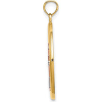 14K Two-Tone Yellow Gold and Rhodium Anchor Pendant Charm with Polished Finish - 27.35mm Length by Oro Pregiato