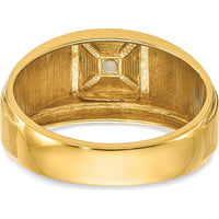 14K Two-Tone Yellow Gold Band Ring with Round 1/6 Carat Diamond - Polished and Satin Finish by IBGoodman