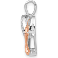 14K White and Rose Gold 1/20 Carat Diamond Double Heart Pendant by Monteluci Fine Jewelry