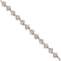 14K White and Rose Gold 1.38 Carats Diamond Heart and Rose Quinceañera Bracelet by Oro Pregiato