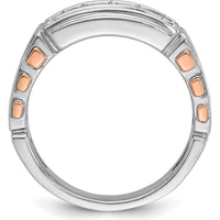 14K White and Rose Gold 2-Row 1 Carat Diamond Men's Ring - Polished and Cut-Out Design by IBGoodman