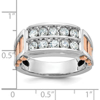 14K White and Rose Gold 2-Row 1 Carat Diamond Men's Ring - Polished and Cut-Out Design by IBGoodman