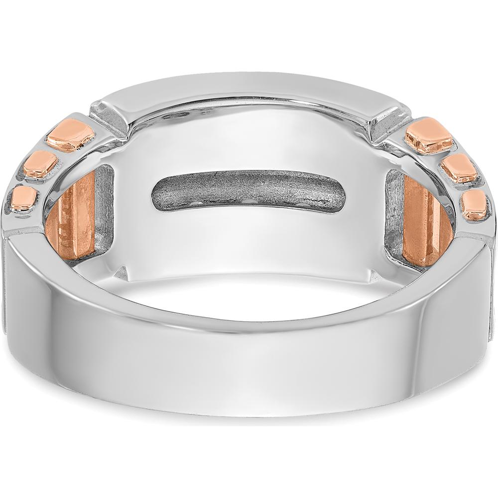 14K White and Rose Gold 2-Row 1 Carat Diamond Men's Ring - Polished and Cut-Out Design by IBGoodman