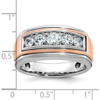 14K White and Rose Gold 5-Stone Men's Ring with Channel Set Diamonds - 1.5 Carats Total Diamond Weight by IBGoodman