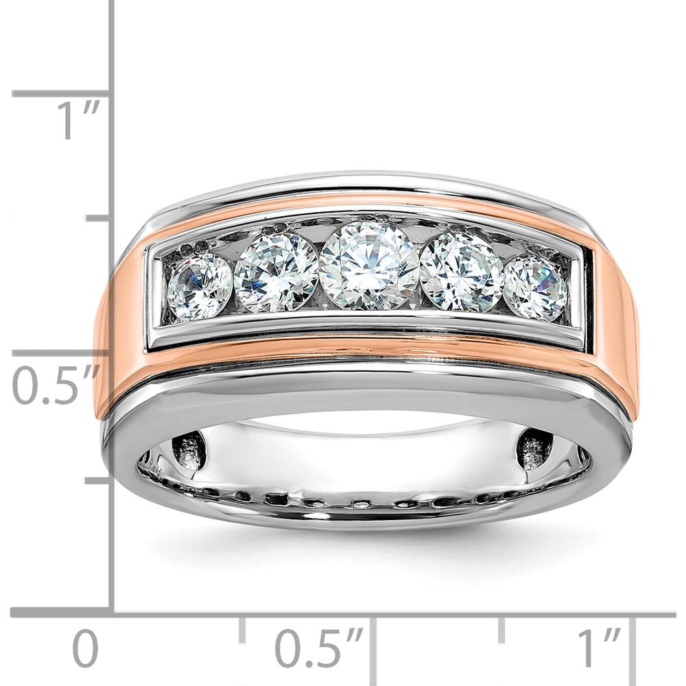 14K White and Rose Gold 5-Stone Men's Ring with Channel Set Diamonds - 1.5 Carats Total Diamond Weight by IBGoodman