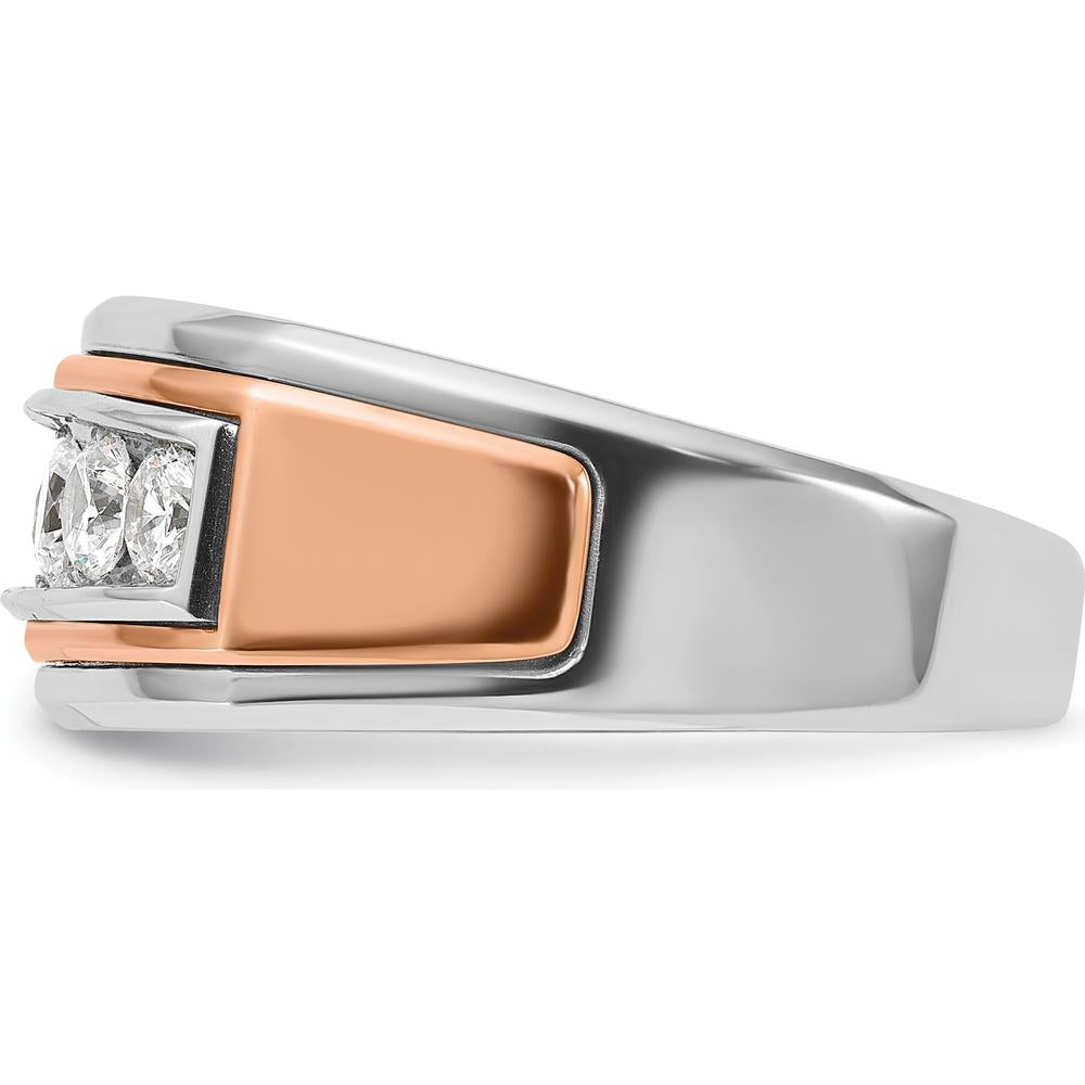 14K White and Rose Gold 5-Stone Men's Ring with Channel Set Diamonds - 1.5 Carats Total Diamond Weight by IBGoodman