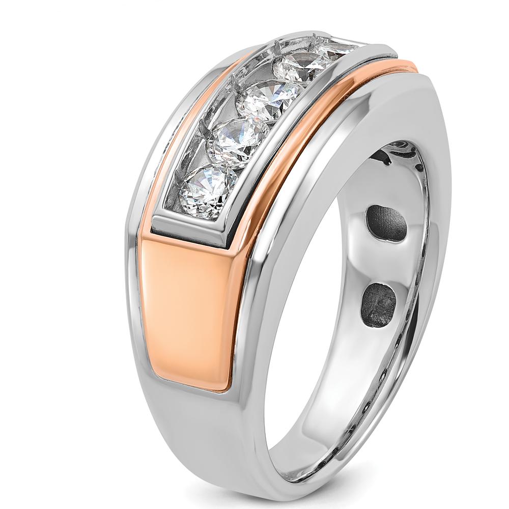 14K White and Rose Gold 5-Stone Men's Ring with Channel Set Diamonds - 1.5 Carats Total Diamond Weight by IBGoodman