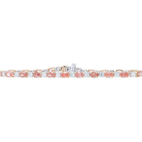 14K White and Rose Gold 7 Inch Tennis Bracelet with Alternating Round White and Pink Lab Grown Diamonds - 8.50 Carat Total Diamond Weight