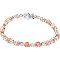 14K White and Rose Gold 7 Inch Tennis Bracelet with Alternating Round White and Pink Lab Grown Diamonds - 8.50 Carat Total Diamond Weight