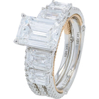 14K White and Rose Gold Bridal Set with 5.25 Carat Emerald Cut Lab Grown Center Diamond and Accent Stones