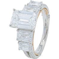 14K White and Rose Gold Bridal Set with 5.25 Carat Emerald Cut Lab Grown Center Diamond and Accent Stones