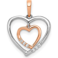 14K White and Rose Gold Diamond Heart Pendant - 0.03 Carat Total Diamond Weight by Monteluci Fine Jewelry