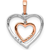 14K White and Rose Gold Diamond Heart Pendant - 0.03 Carat Total Diamond Weight by Monteluci Fine Jewelry