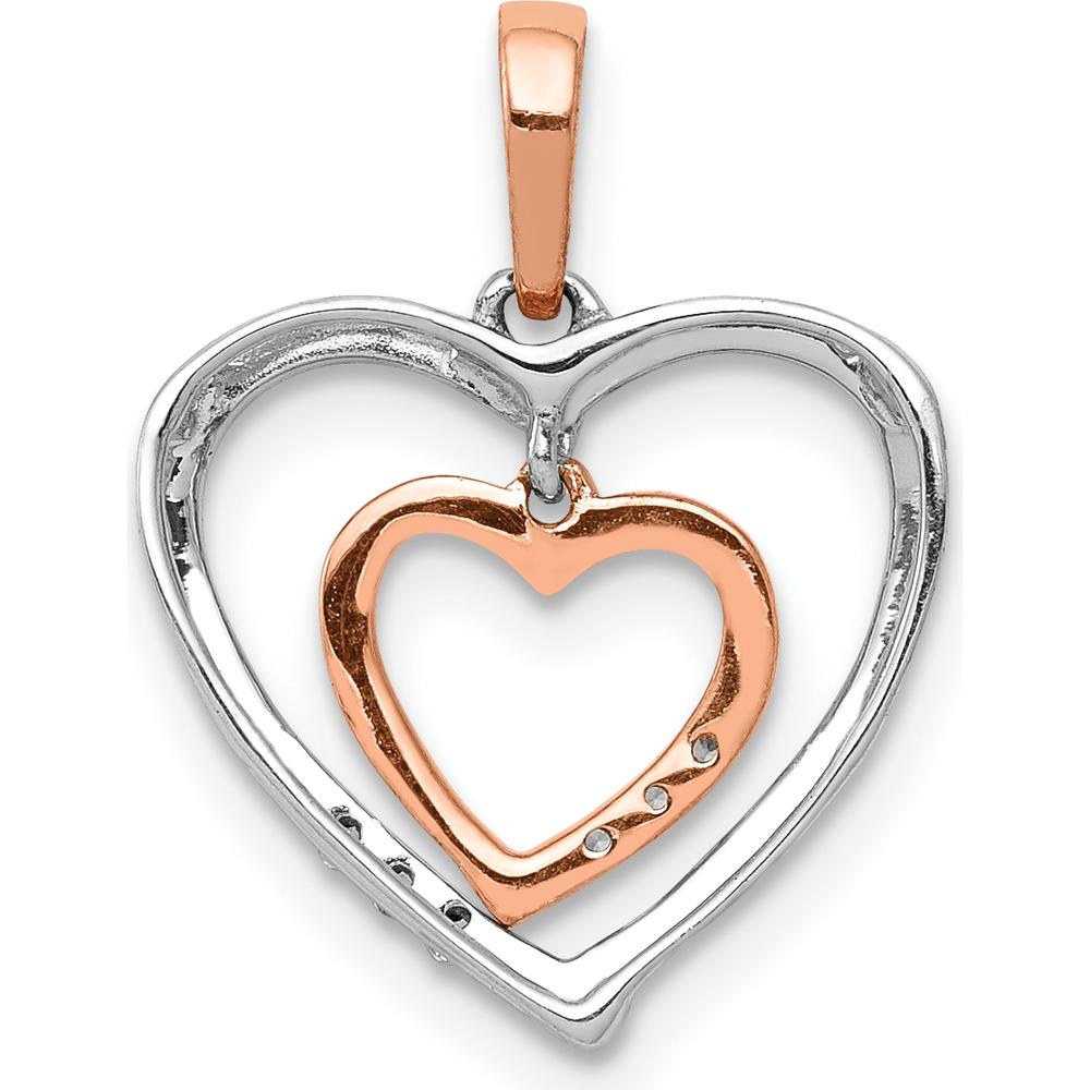14K White and Rose Gold Diamond Heart Pendant - 0.03 Carat Total Diamond Weight by Monteluci Fine Jewelry