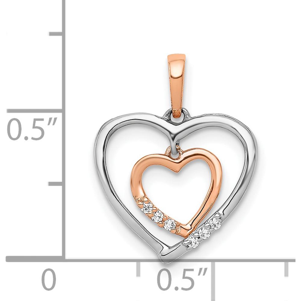 14K White and Rose Gold Diamond Heart Pendant - 0.03 Carat Total Diamond Weight by Monteluci Fine Jewelry