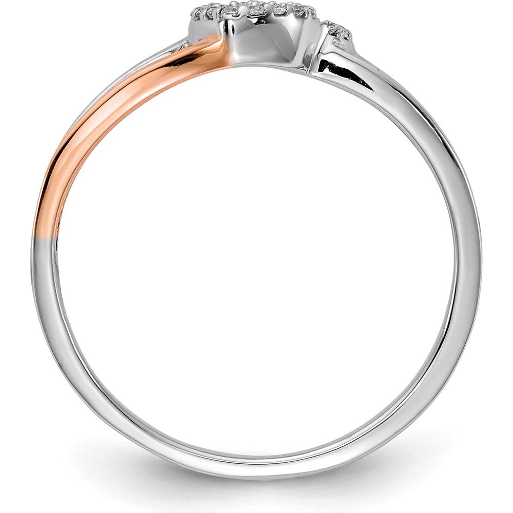 14K White and Rose Gold Diamond Polished Double Heart Ring with 17 Round Diamonds - 0.0071 Carat Total Diamond Weight by 0