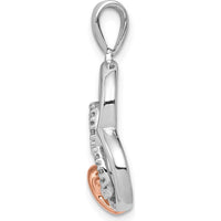 14K White and Rose Gold Diamond Two Hearts and X Pendant - 1/15 Carat Total Diamond Weight by Monteluci Fine Jewelry