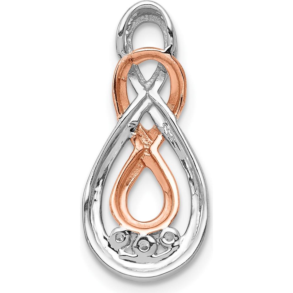 14K White and Rose Gold Double Infinity Slide Pendant with Round Diamonds - 0.05 Carat Total Diamond Weight by Monteluci Fine Jewelry