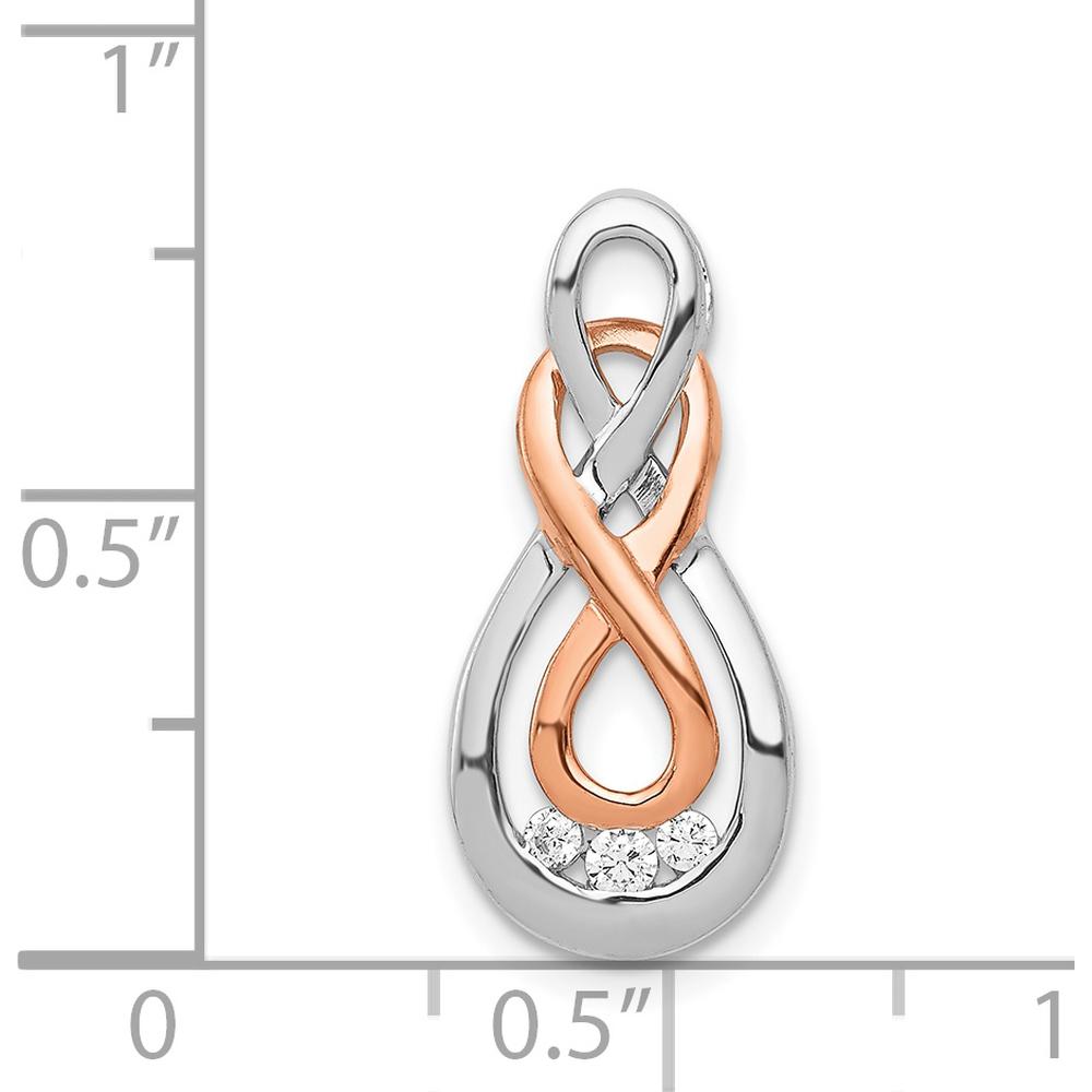 14K White and Rose Gold Double Infinity Slide Pendant with Round Diamonds - 0.05 Carat Total Diamond Weight by Monteluci Fine Jewelry