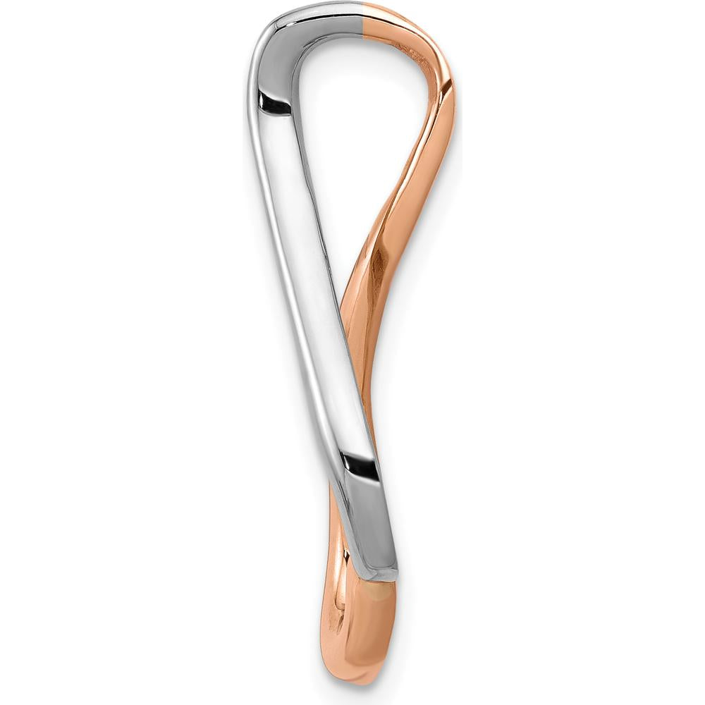 14K White and Rose Gold Freeform Slide Pendant for Omega Chains - Fits up to 6mm by 0