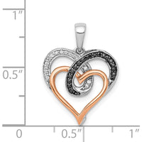 14K White and Rose Gold Heart Pendant with Black and White Diamonds - 0.04 Carat Total Diamond Weight by Monteluci Fine Jewelry