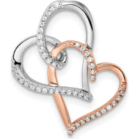 14K White and Rose Gold Intertwined Heart Diamond Pendant - 0.0065 Carat Total Diamond Weight by Oro Pregiato