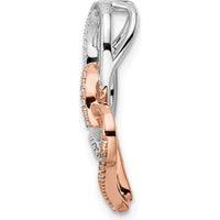 14K White and Rose Gold Intertwined Heart Diamond Pendant - 0.0065 Carat Total Diamond Weight by Oro Pregiato