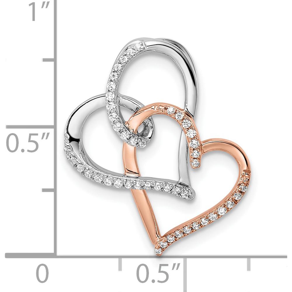 14K White and Rose Gold Intertwined Heart Diamond Pendant - 0.0065 Carat Total Diamond Weight by Oro Pregiato