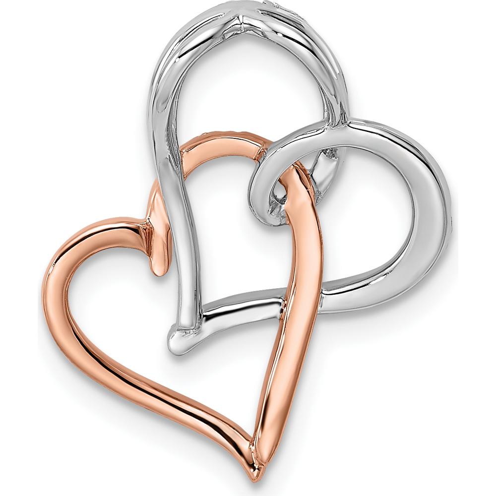 14K White and Rose Gold Intertwined Heart Diamond Pendant - 0.0065 Carat Total Diamond Weight by Oro Pregiato