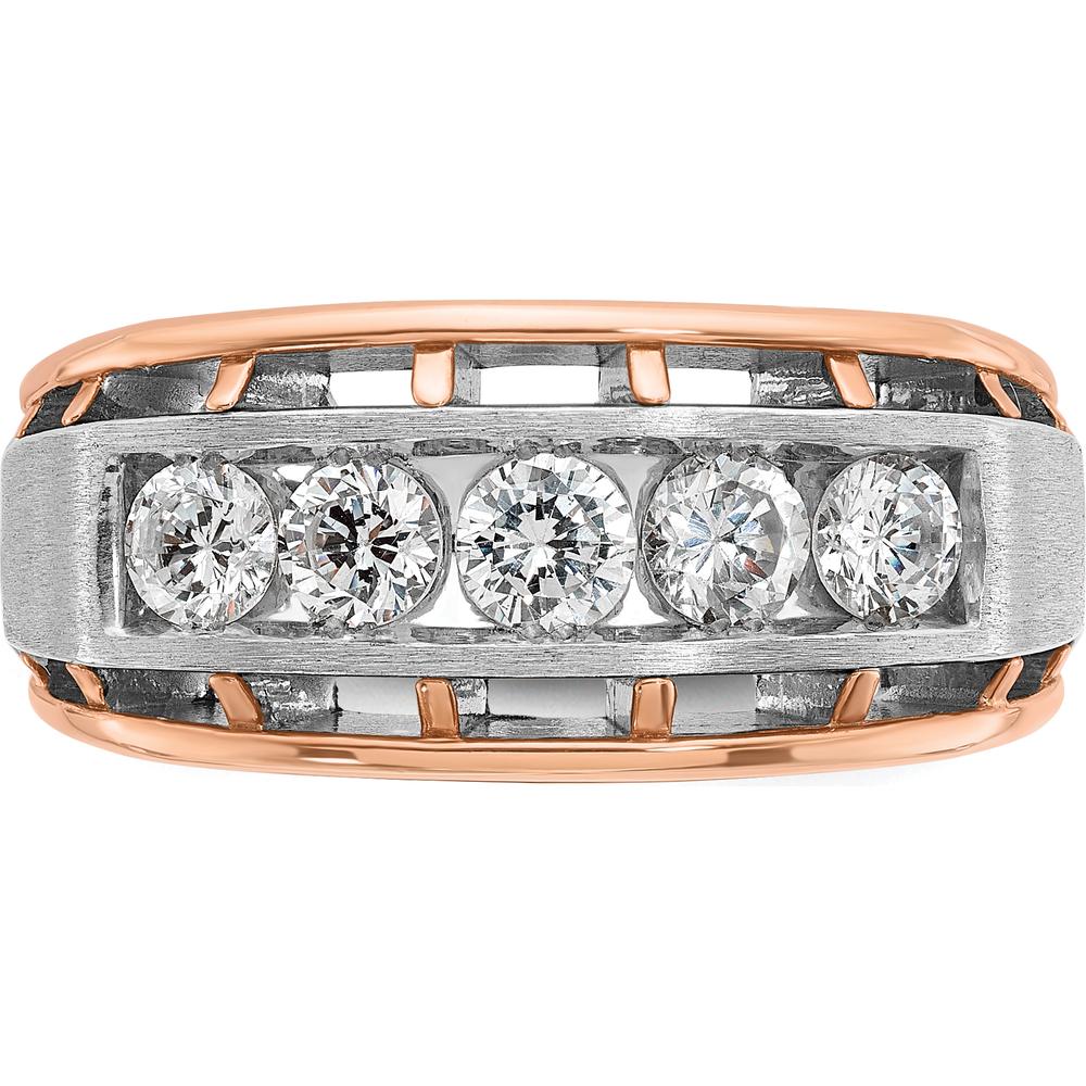 14K White and Rose Gold Men's 5-Stone Diamond Ring - 1.00 Carats Total Diamond Weight by IBGoodman