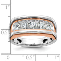 14K White and Rose Gold Men's 5-Stone Diamond Ring - 1 Carat Total Diamond Weight by IBGoodman