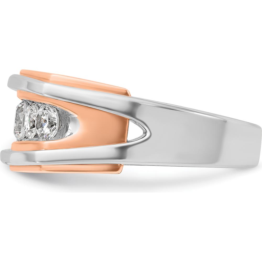 14K White and Rose Gold Men's 5-Stone Diamond Ring - 1 Carat Total Diamond Weight by IBGoodman