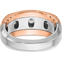 14K White and Rose Gold Men's 5-Stone Diamond Ring with Textured and Polished Finish by IBGoodman
