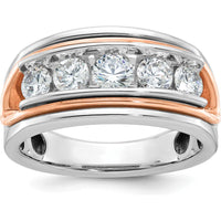 14K White and Rose Gold Men's 5-Stone Polished and Cut-Out Ring Mounting with Diamonds by IBGoodman
