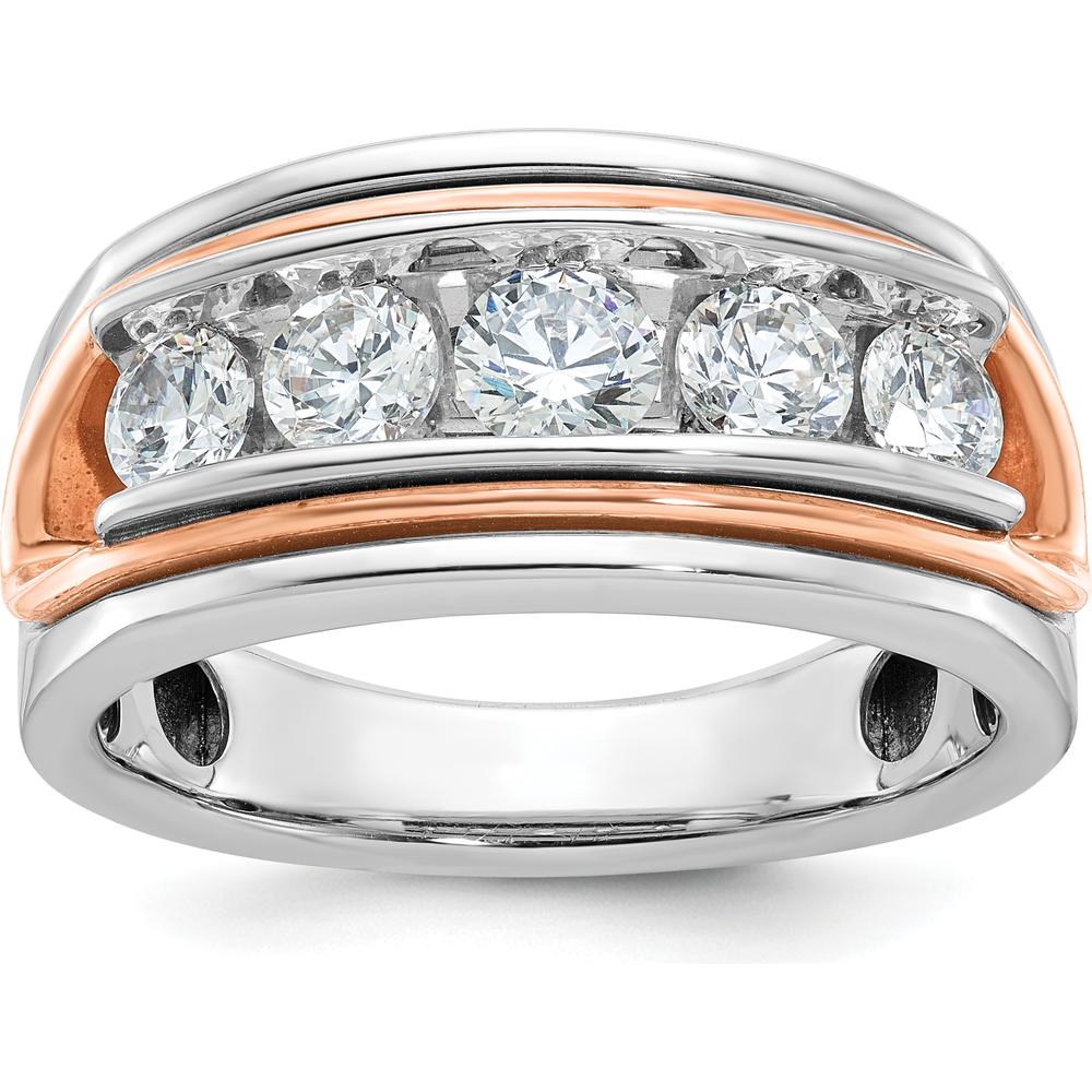 14K White and Rose Gold Men's 5-Stone Polished and Cut-Out Ring Mounting with Diamonds by IBGoodman