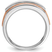 14K White and Rose Gold Men's 5-Stone Polished and Cut-Out Ring Mounting with Diamonds by IBGoodman