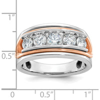 14K White and Rose Gold Men's 5-Stone Polished and Cut-Out Ring Mounting with Diamonds by IBGoodman