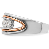 14K White and Rose Gold Men's 5-Stone Polished and Cut-Out Ring Mounting with Diamonds by IBGoodman